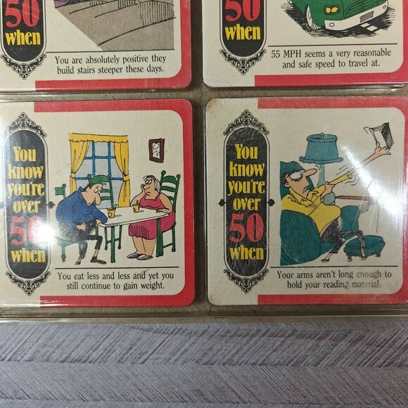 You're Over 50 When... Birthday Coasters Set Of 8 Vintage Humor Birthday Gift - Picture 3 of 6